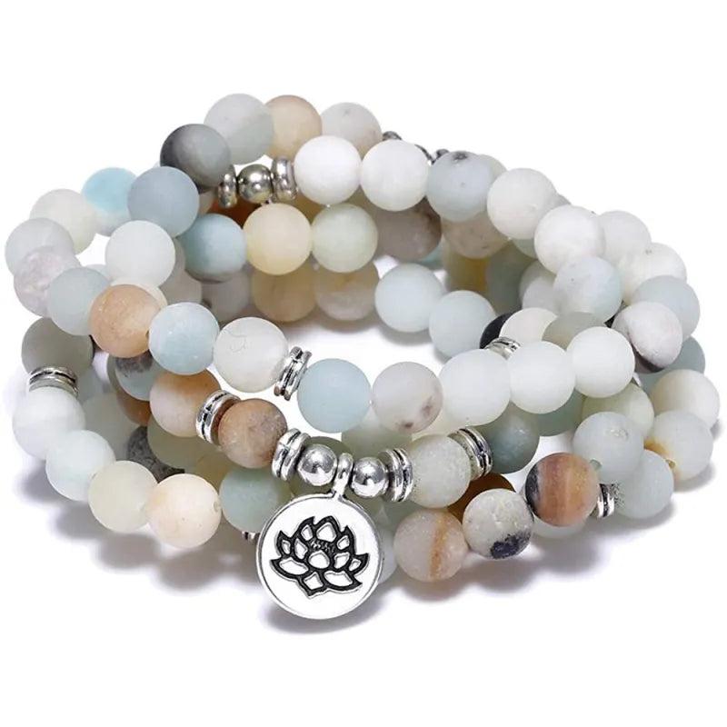 Amazon Stone Tiger Eye Stone Bracelet Necklace 108 Buddha Bead Lotus Bracelet