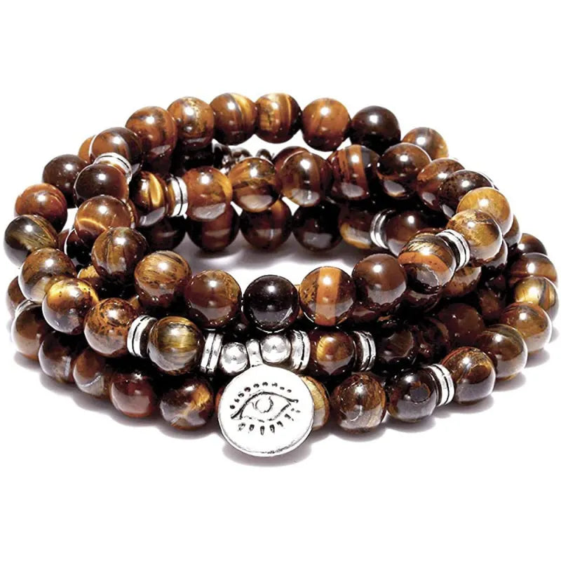 Amazon Stone Tiger Eye Stone Bracelet Necklace 108 Buddha Bead Lotus Bracelet